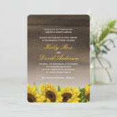 Waterverf Sunflower Wedding Uitnodiging (Staand voorkant)