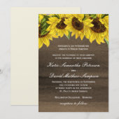 Waterverf Sunflower Wedding Uitnodiging (Voorkant / Achterkant)
