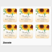 Waterverf Sunflower Wedding Vierkante Sticker (Vel)