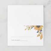 Waterverf Sunflower Yellow and Blue Wedding Plaatskaartje (Buitenkant ongevouwen)