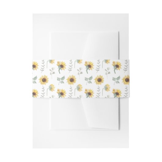 Waterverf Sunfloweri in Bloom Bloemen Huwelijk Uitnodigingen Wikkel (Voorkant Voorbeeld)