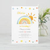 Waterverf Sunny Boho Regenboogkinderen Birthday Kaart (Staand voorkant)