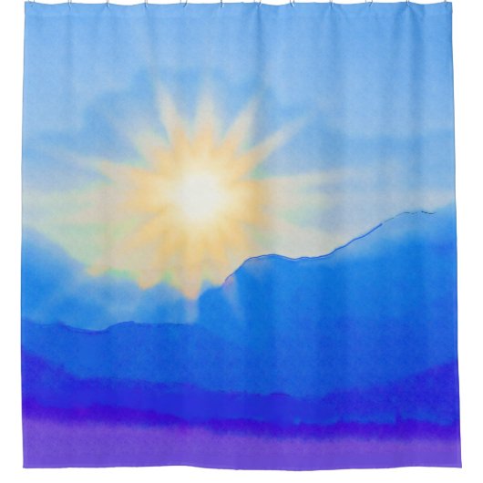 Waterverf Sunrise Douchegordijn (Voorkant)