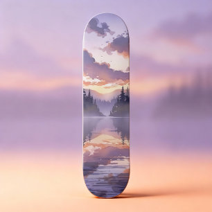 Waterverf Sunrise - Serene Misty Mountain Lake Persoonlijk Skateboard
