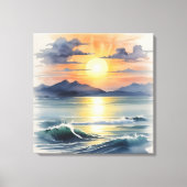 Waterverf Sunset Canvas Afdruk (Voorkant)