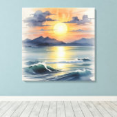 Waterverf Sunset Canvas Afdruk (Insitu (Houten vloer))