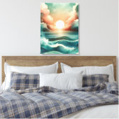 Waterverf Sunset Canvas Afdruk (Insitu (Slaapkamer))