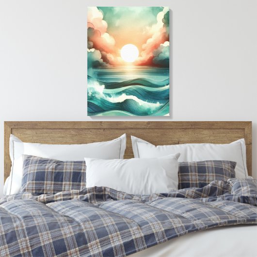 Waterverf Sunset Canvas Afdruk (Insitu (Slaapkamer))