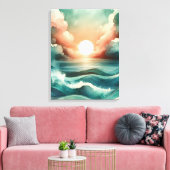 Waterverf Sunset Canvas Afdruk (Insitu (Woonkamer))