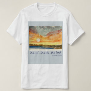 Waterverf Sunset-Classic Silhouette Mannen T-shirt