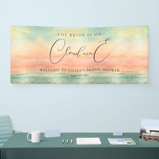Waterverf Sunset Cloud Nine Vrijgezellenfeest Welk Spandoek (Beurs)