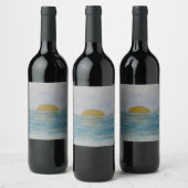 Waterverf Sunset Custom Beverage Blue Wine Label Wijn Etiket (Flessen)