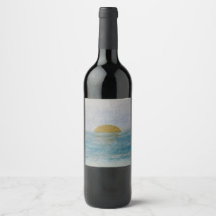 Waterverf Sunset Custom Beverage Blue Wine Label Wijn Etiket