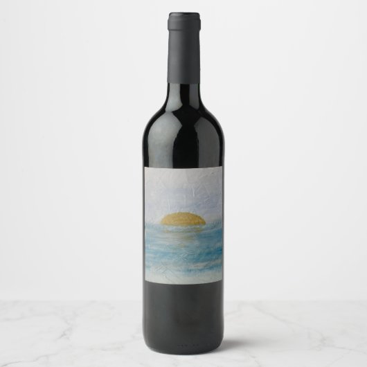 Waterverf Sunset Custom Beverage Blue Wine Label Wijn Etiket (Voorkant)