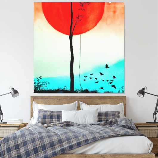 Waterverf Sunset for Natuur Lover Canvas Afdruk (Insitu (Slaapkamer))