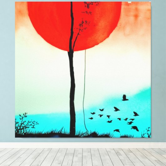 Waterverf Sunset for Natuur Lover Canvas Afdruk (Insitu (Houten vloer))
