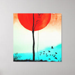 Waterverf Sunset for Natuur Lover Canvas Afdruk