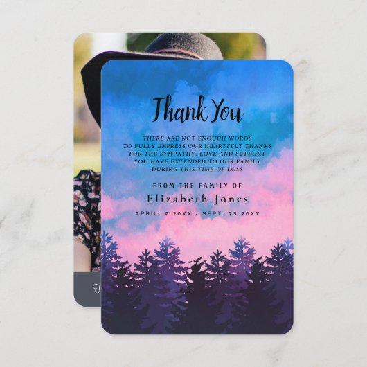 Waterverf Sunset Forest sympathie Bedankkaart (Voorkant / Achterkant)