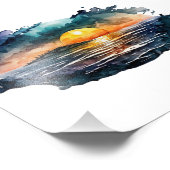 Waterverf Sunset Foto Afdruk (Hoek)