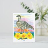 Waterverf Sunset Hawaii State Bird Nene Briefkaart (Staand voorkant)