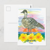 Waterverf Sunset Hawaii State Bird Nene Briefkaart (Voorkant / Achterkant)