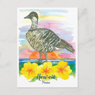 Waterverf Sunset Hawaii State Bird Nene Briefkaart