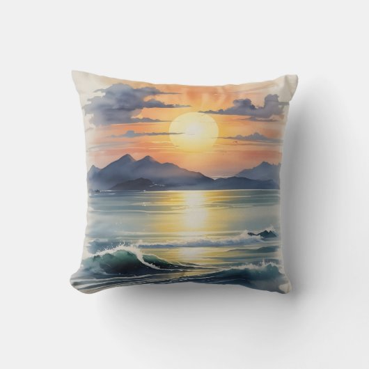 Waterverf Sunset Kussen (Voorkant)