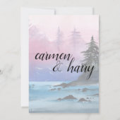 Waterverf Sunset Lake Wedding Invitation Kaart (Achterkant)