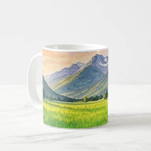 Waterverf Sunset Mountain Landscape Mok (Voorkant links)