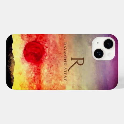Waterverf Sunset Mountains Monogrammed Case-Mate iPhone Case (Achterkant (horizontaal))
