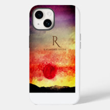 Waterverf Sunset Mountains Monogrammed