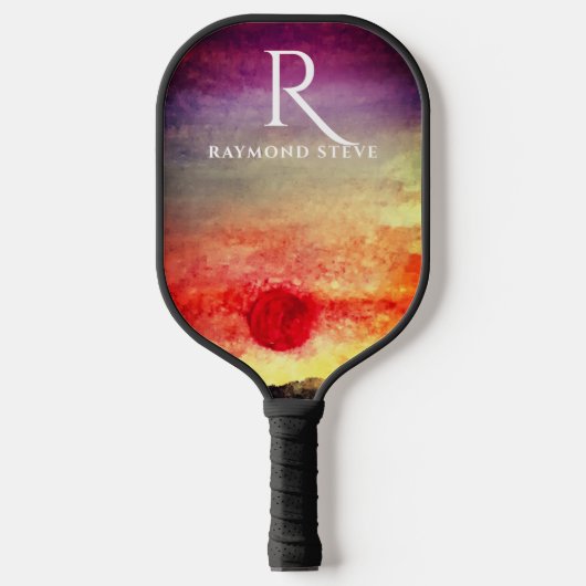 Waterverf Sunset Mountains Monogrammed Pickleball Paddle (Voorkant)