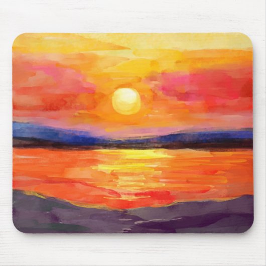 Waterverf Sunset Mousepad Muismat (Voorkant)