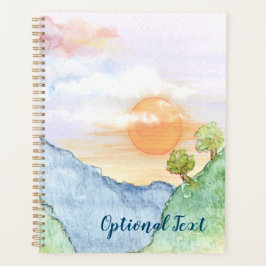 Waterverf Sunset over bergen en bomen Planner