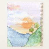 Waterverf Sunset over bergen en bomen Planner (Achterkant)