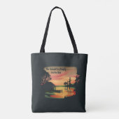 Waterverf  Sunset Ponton Escape Groen Rood Tote Bag (Achterkant)
