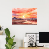 Waterverf Sunset Poster (Thuiskantoor)