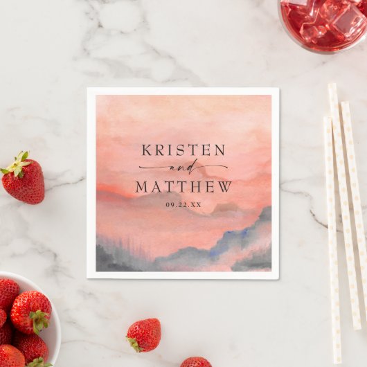 Waterverf Sunset Rustic Wedding Servet (Insitu)