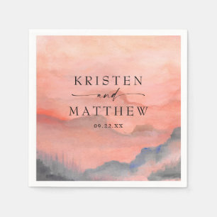 Waterverf Sunset Rustic Wedding Servet