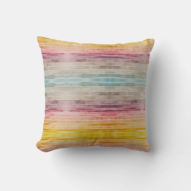 Waterverf SunsetLines Modern Pillow Minimal Home Kussen (Voorkant)