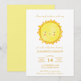 Waterverf Sunshine Baby shower Uitnodiging Neutraa