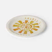 Waterverf Sunshine Ray Boho Baby shower Papieren Bordje (Gekanteld)