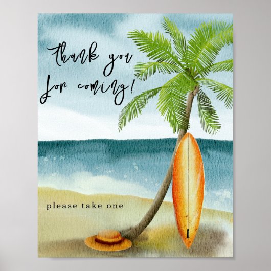 Waterverf surf Beach - Bedankt voor uw komst Poster (Voorkant)