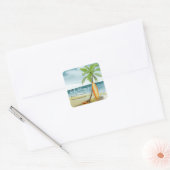 Waterverf surf Beach - voor de bibliotheek van Vierkante Sticker (Envelop)