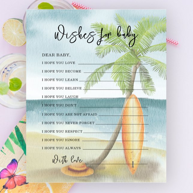 Waterverf surf Beach - wensen voor baby (Creator heeft geüpload)