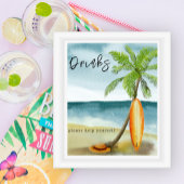 Waterverf surf strand - Drinken Poster