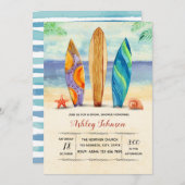 Waterverf surf uitnodiging (Voorkant / Achterkant)