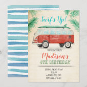 Waterverf surf uitnodiging (Voorkant / Achterkant)