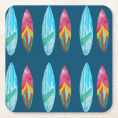 Waterverf Surfboard Patroon Kartonnen Onderzetters (Voorkant)