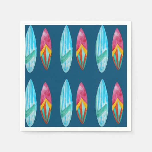 Waterverf Surfboard Patroon Servet (Voorkant)